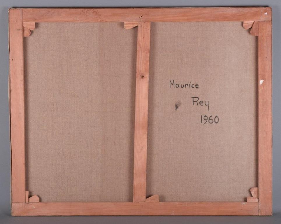 Milieu du XXe siècle Maurice Rey, artiste espagnol/français classé Huile sur toile. Composition abstraite. en vente