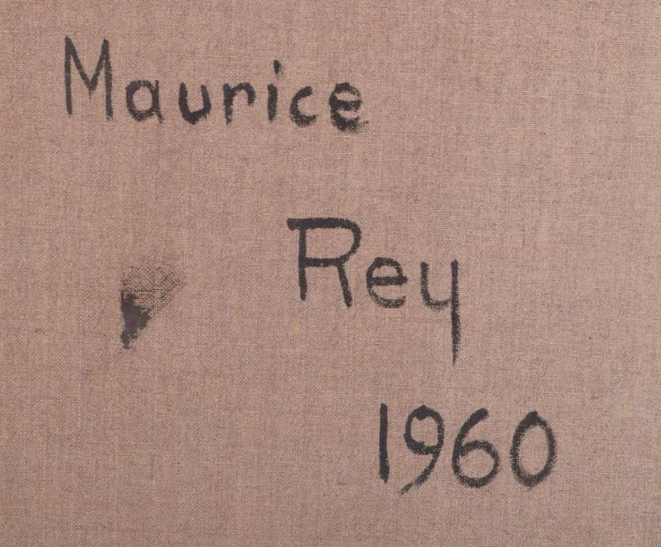 Toile Maurice Rey, artiste espagnol/français classé Huile sur toile. Composition abstraite. en vente