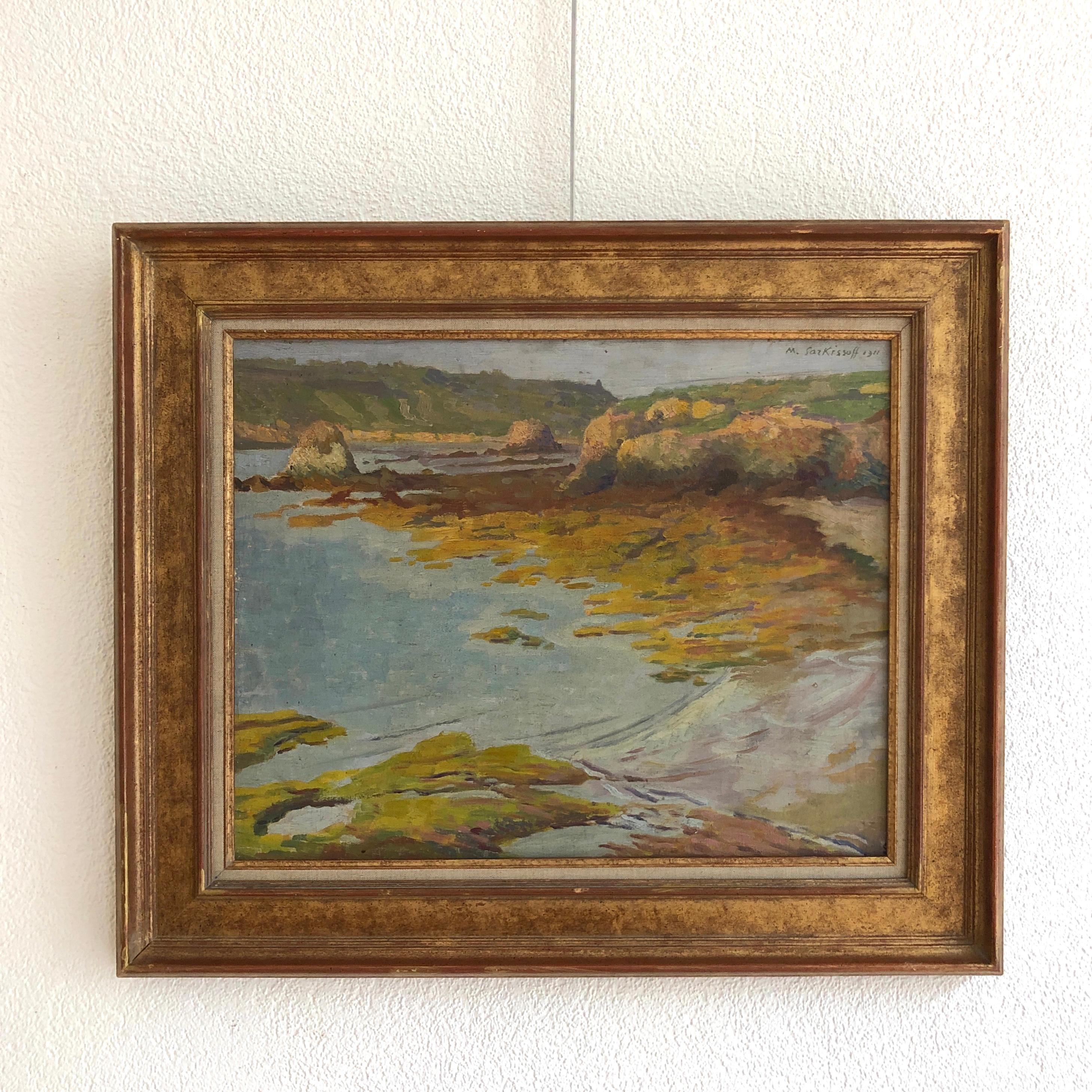 Seaside landscape - Painting by Maurice Sarkissoff