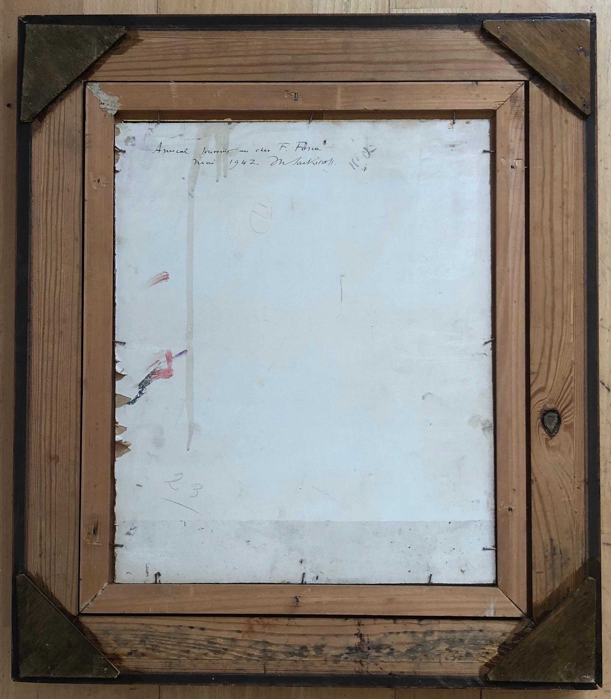 Arbeiten auf Karton
Brauner Holzrahmen
55 x 47.5 x 4.5 cm
ieses kühne, lebendige Kunstwerk fängt die Essenz eines Blumenstraußes in einer kristallinen Vase mit sanften Farbtönen ein. Ausdrucksstarke Pinselstriche heben die reiche Textur der