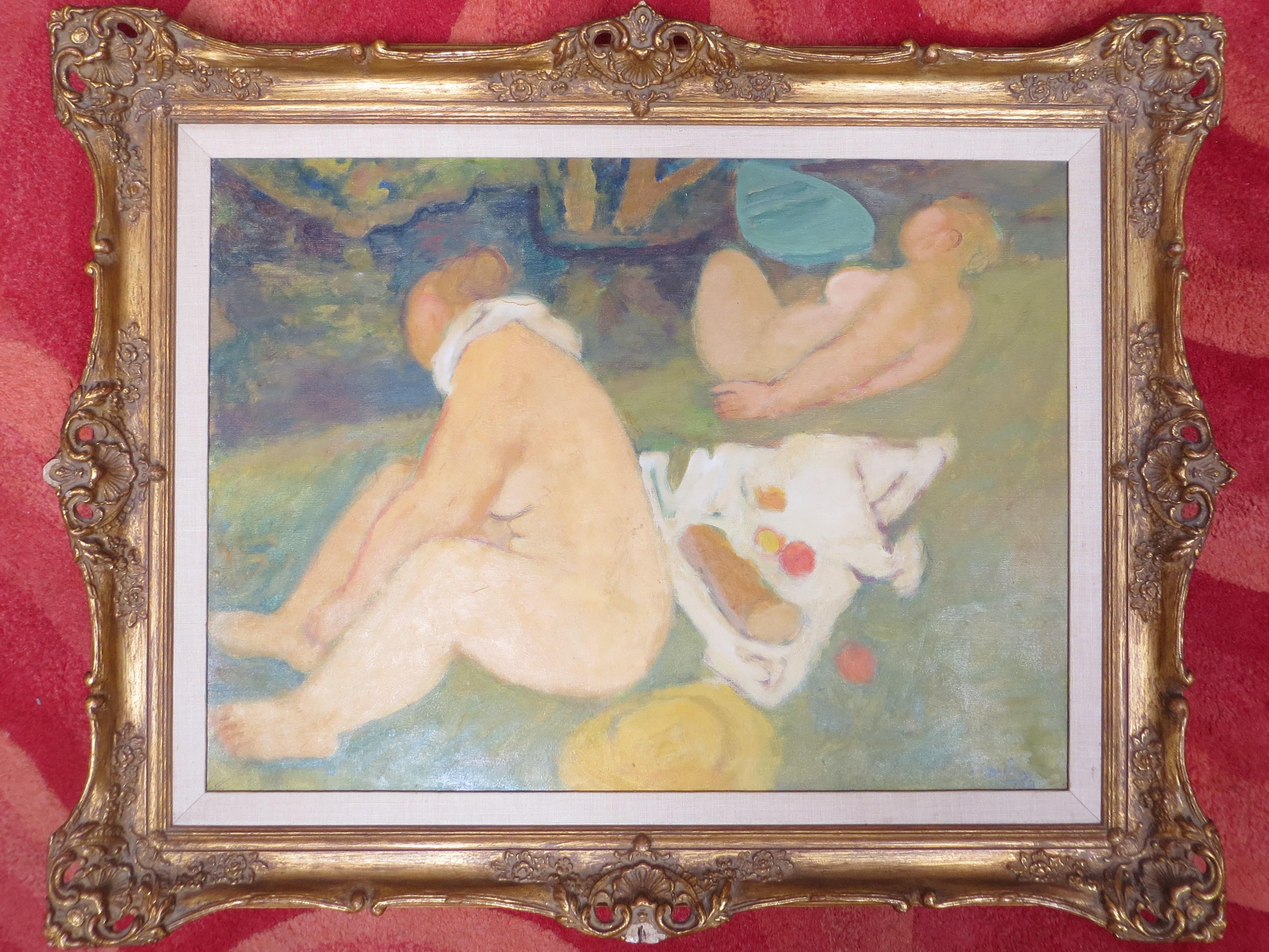 Maurice Savin Nude Painting - Picnic on the Grass