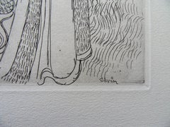 Amour Gallant : Woman with a Rose (Femme avec une rose), gravure originale, 1943