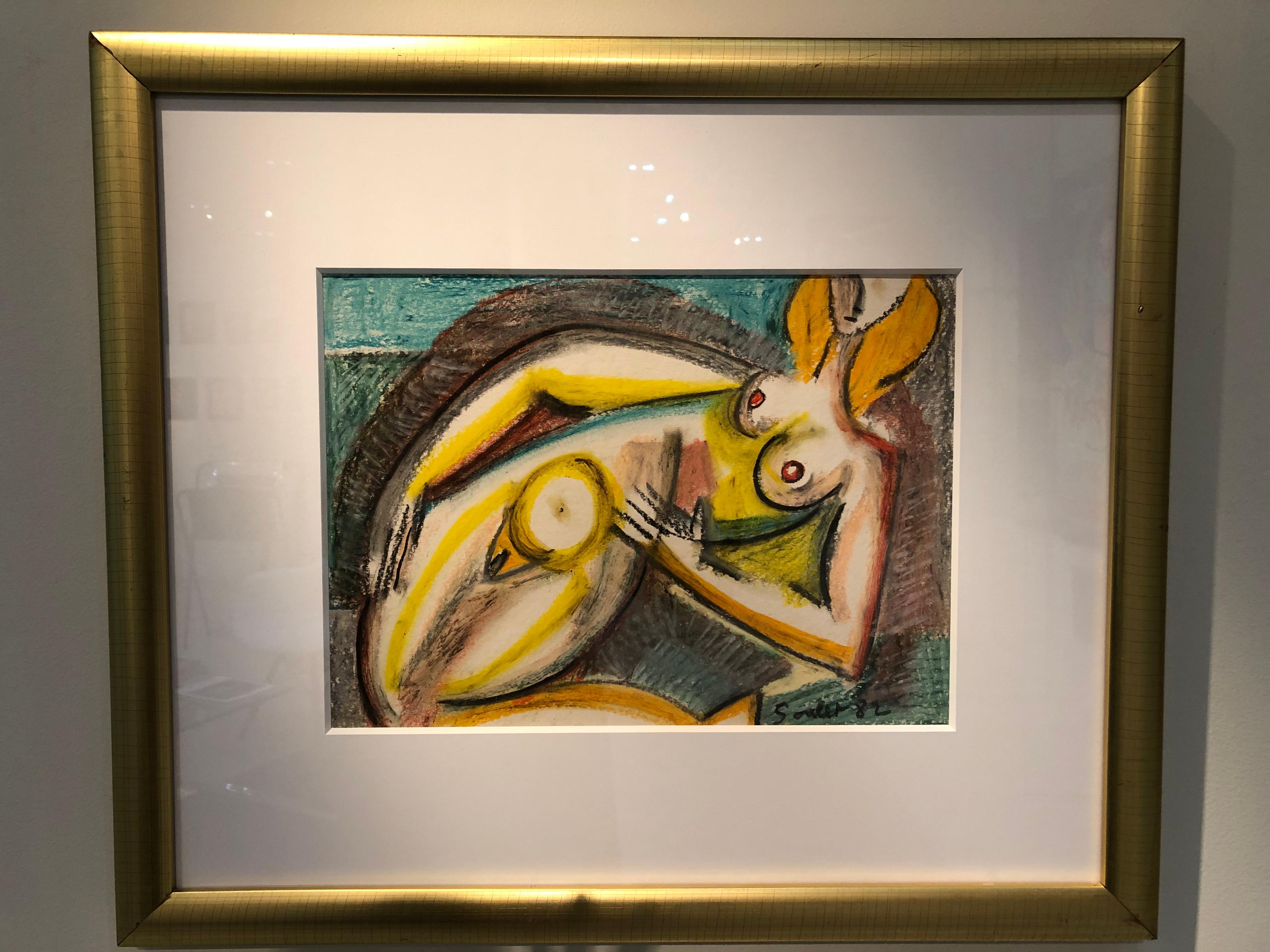 « Femme nue » de Maurice Soulet, huile au pastel sur papier en vente 2