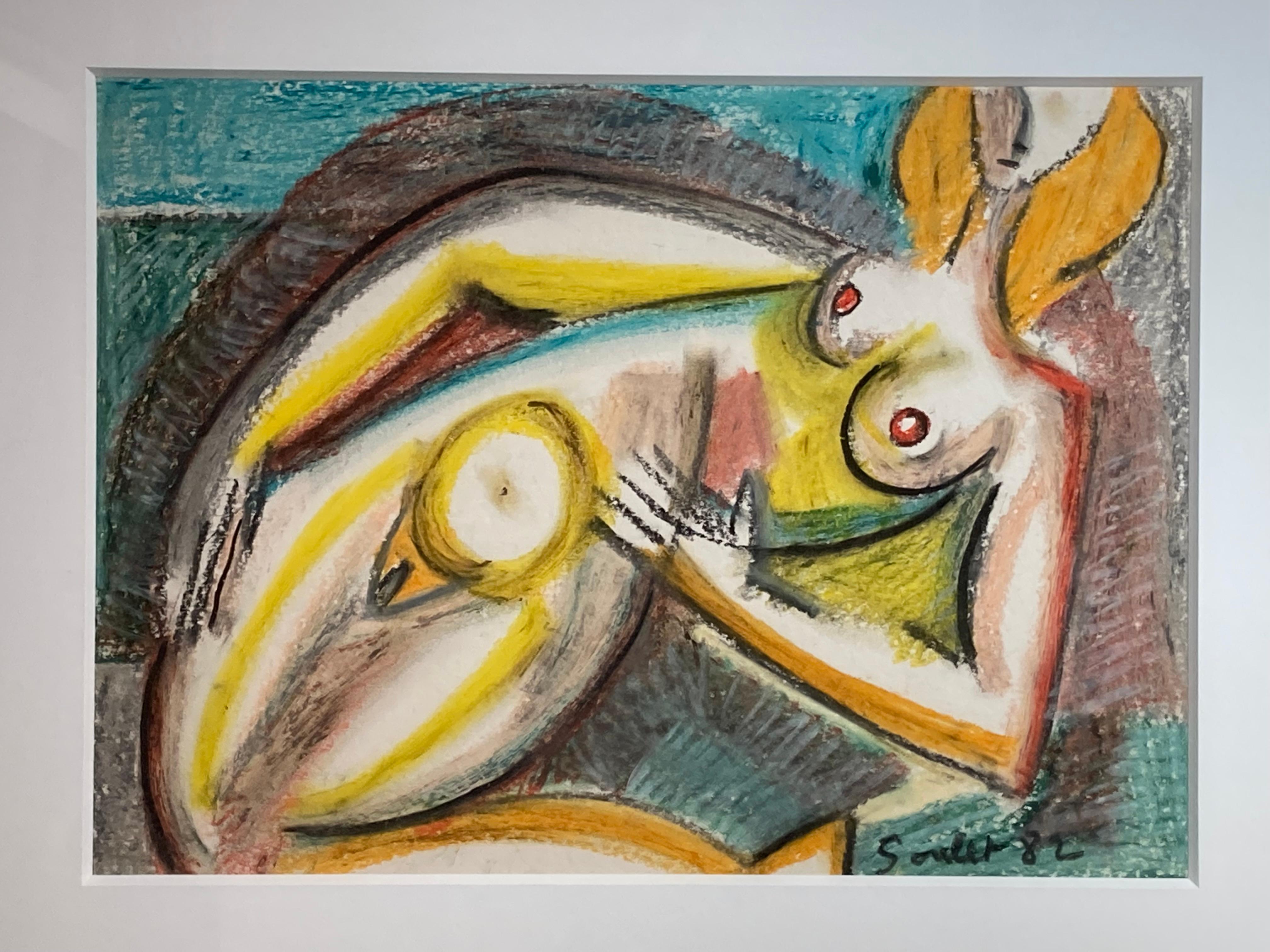 « Femme nue » de Maurice Soulet, huile au pastel sur papier en vente 8