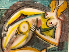 Desnudo femenino", de Maurice Soulet, Pastel al óleo sobre papel