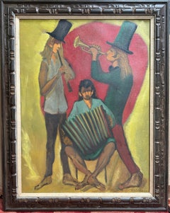 "Tre musicisti" dipinto a olio di Maurice Saint Lou, metà del secolo scorso