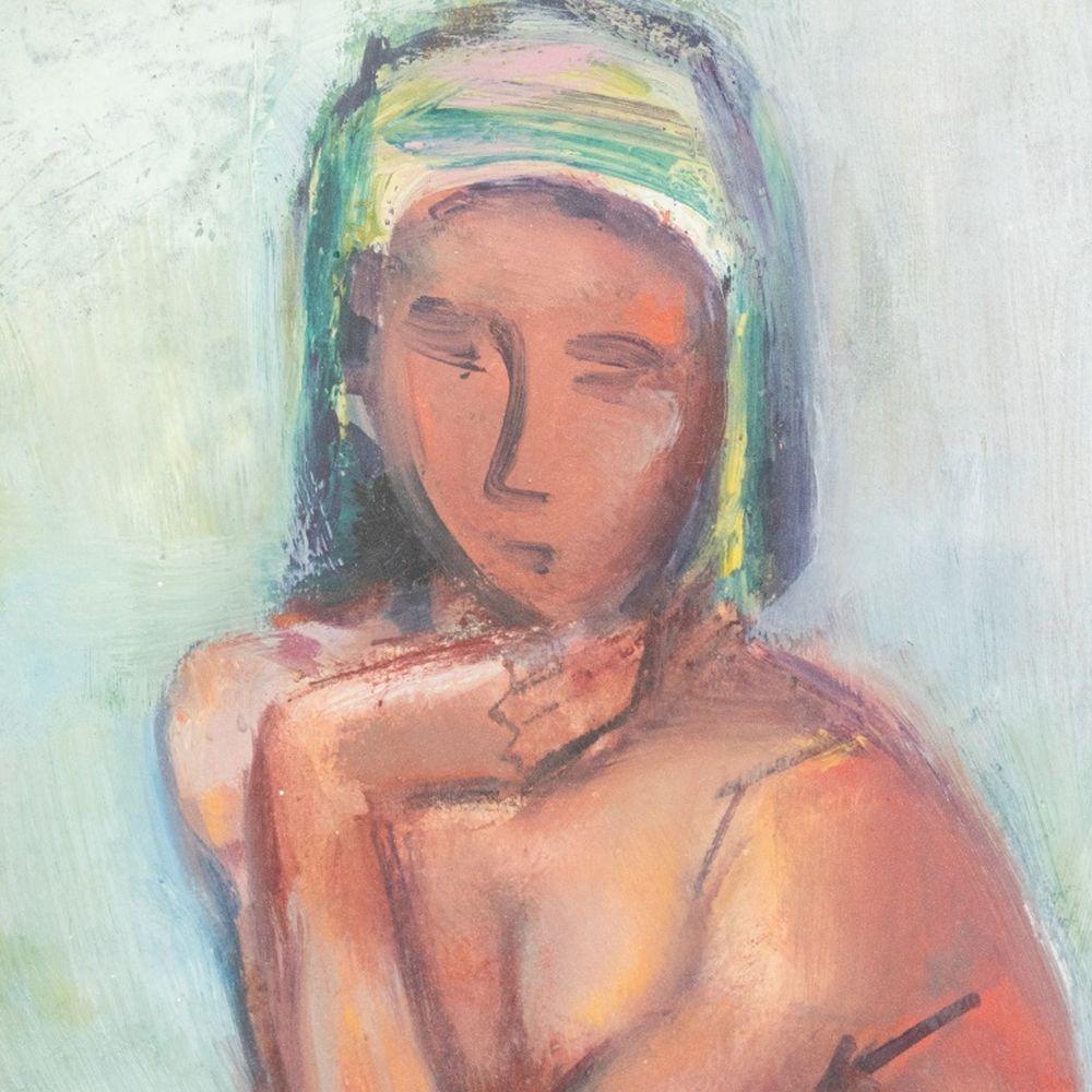 Fille accroupie avec un panier - Impressionnisme Painting par Maurice Sterne