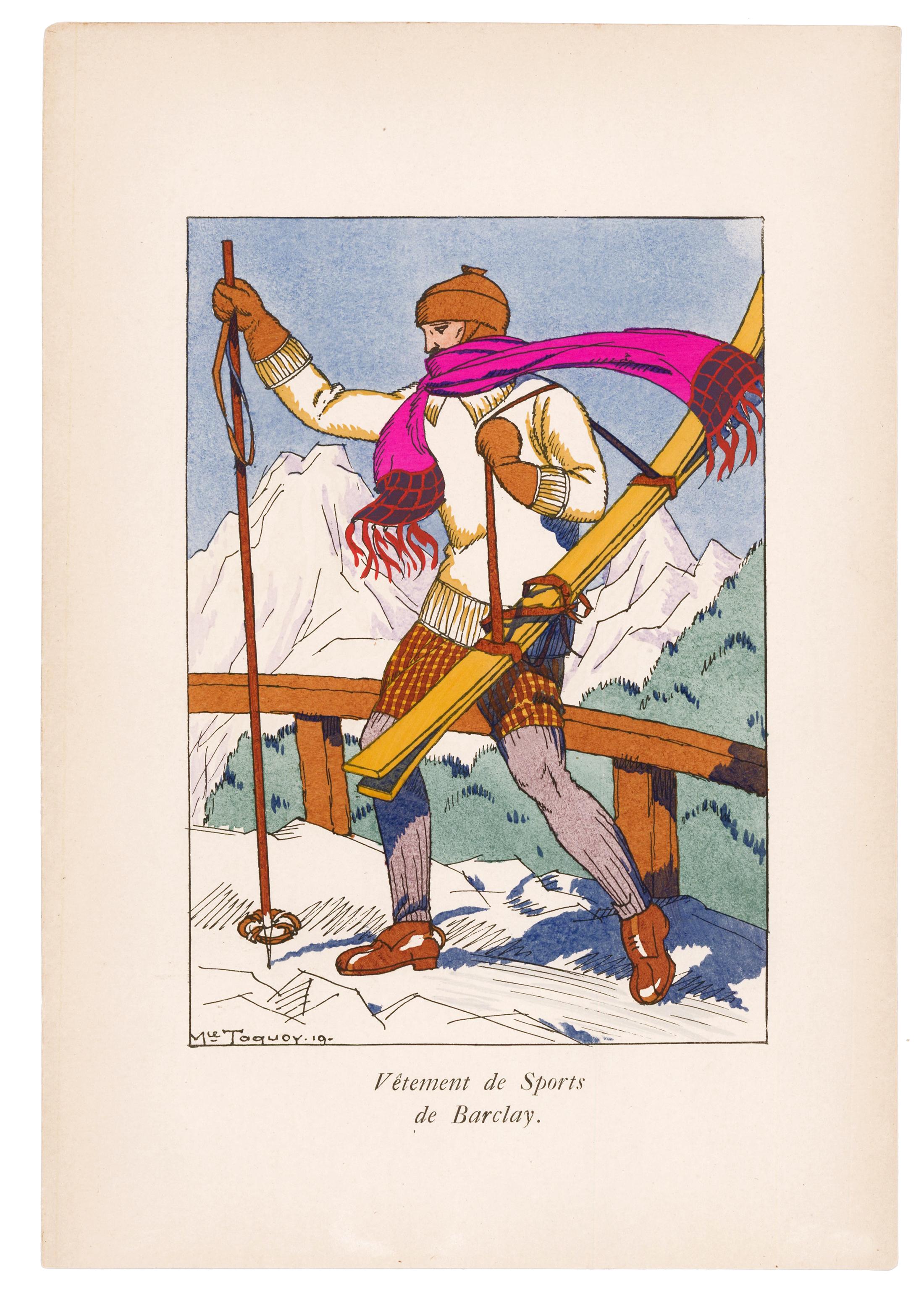 Ski Fashion Lithograph - Print by Maurice Taquoy