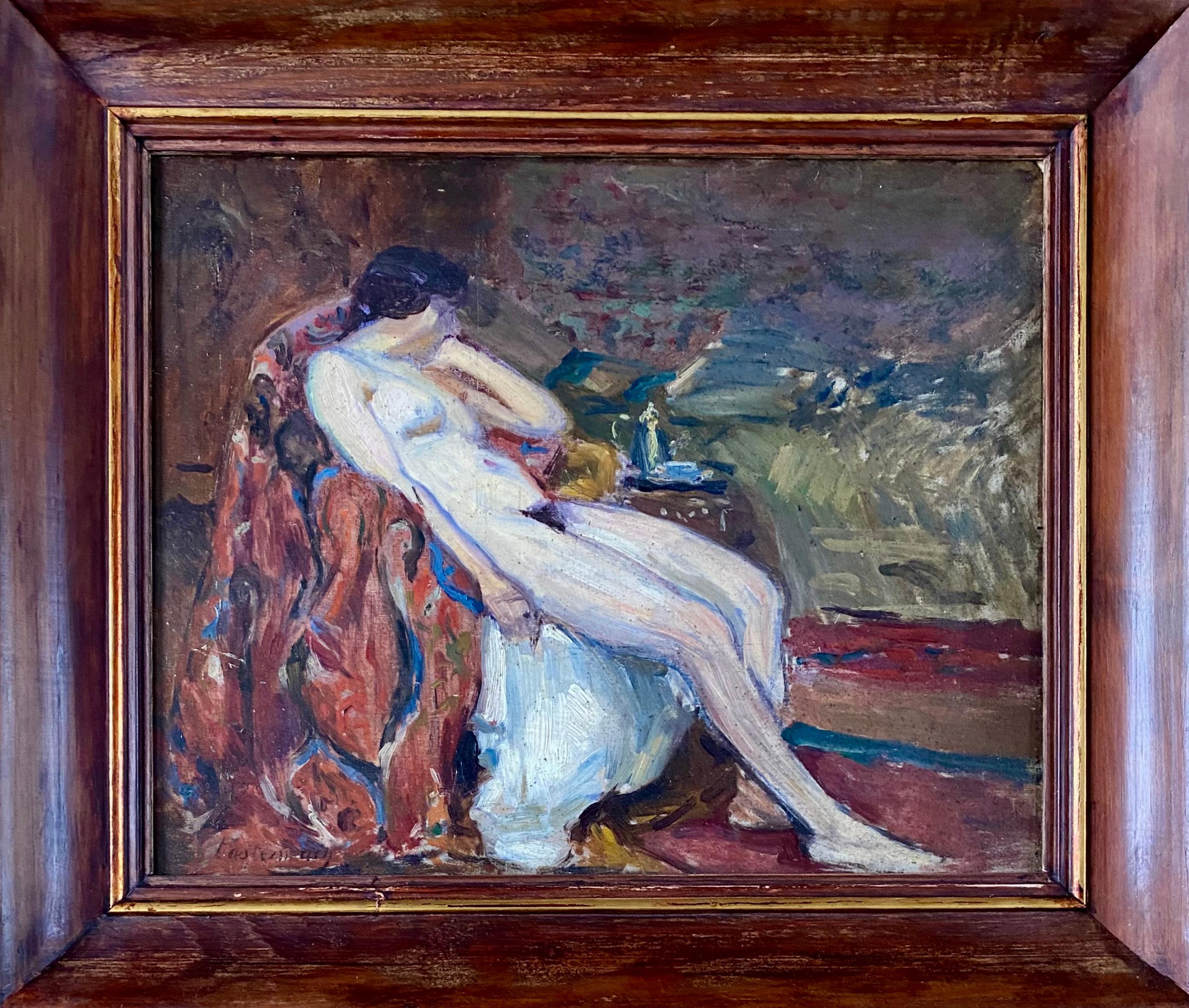 Maurice Tastemain Nude Painting - Female Nude In An Interior