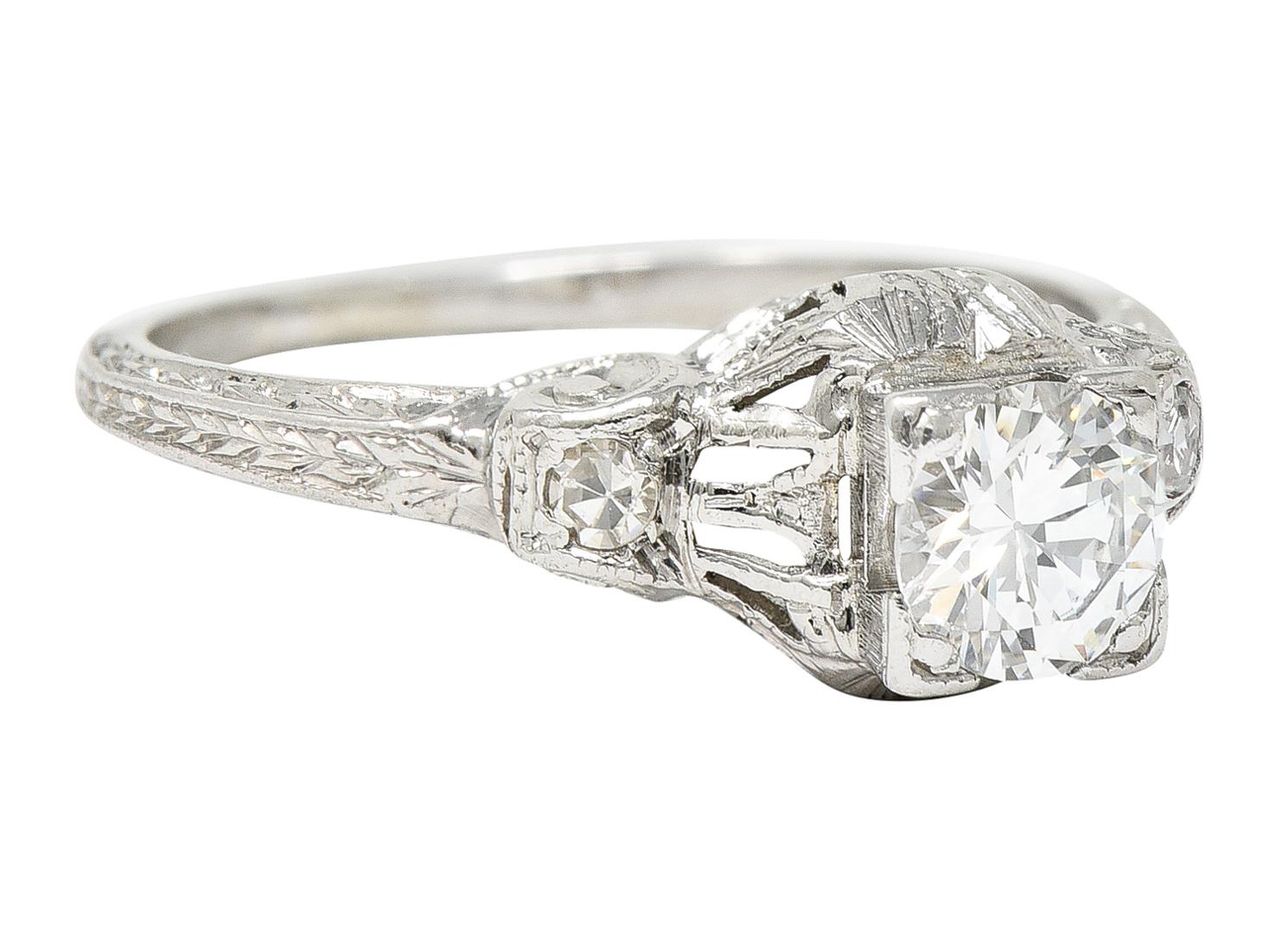 Verlobungsring mit verschnörkeltem Platinring von Tishman mit 0,40 Karat Diamanten im Art déco-Stil (Brillantschliff) im Angebot