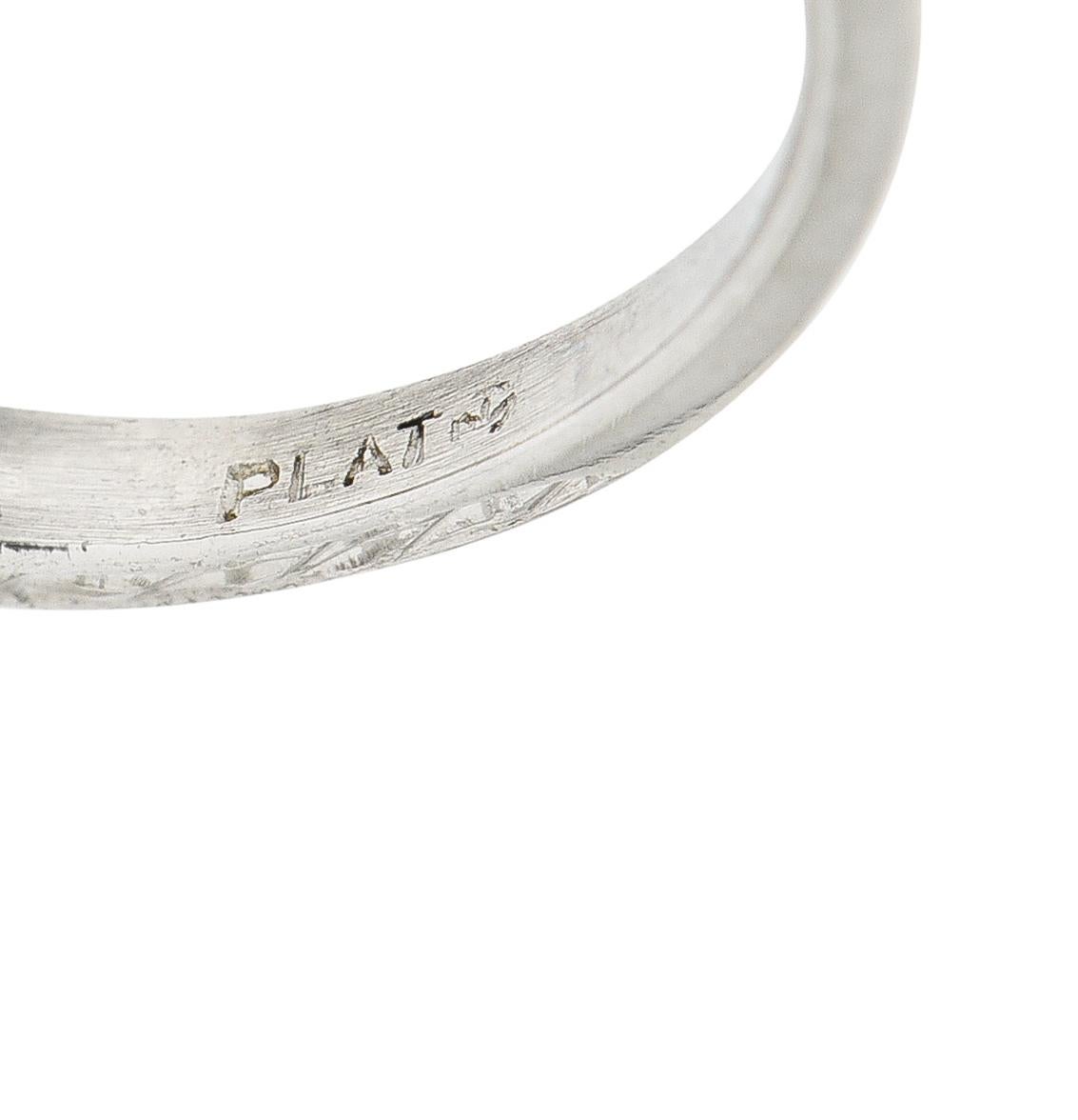 Women's or Men's Maurice Tishman Art Deco 0.40 Carat Diamond Platinum Scrolled Engagement Ring For Sale
