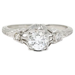 Maurice Tishman Art Deco 0.40 Carat Diamond Platinum Scrolled Engagement Ring