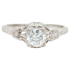 Maurice Tishman Art Deco 0.40 CTW Diamond Platinum Vintage Engagement Ring