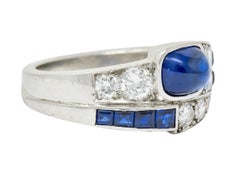 Maurice Tishman Art Deco 2.72 Carat Sapphire Diamond Platinum Band Ring