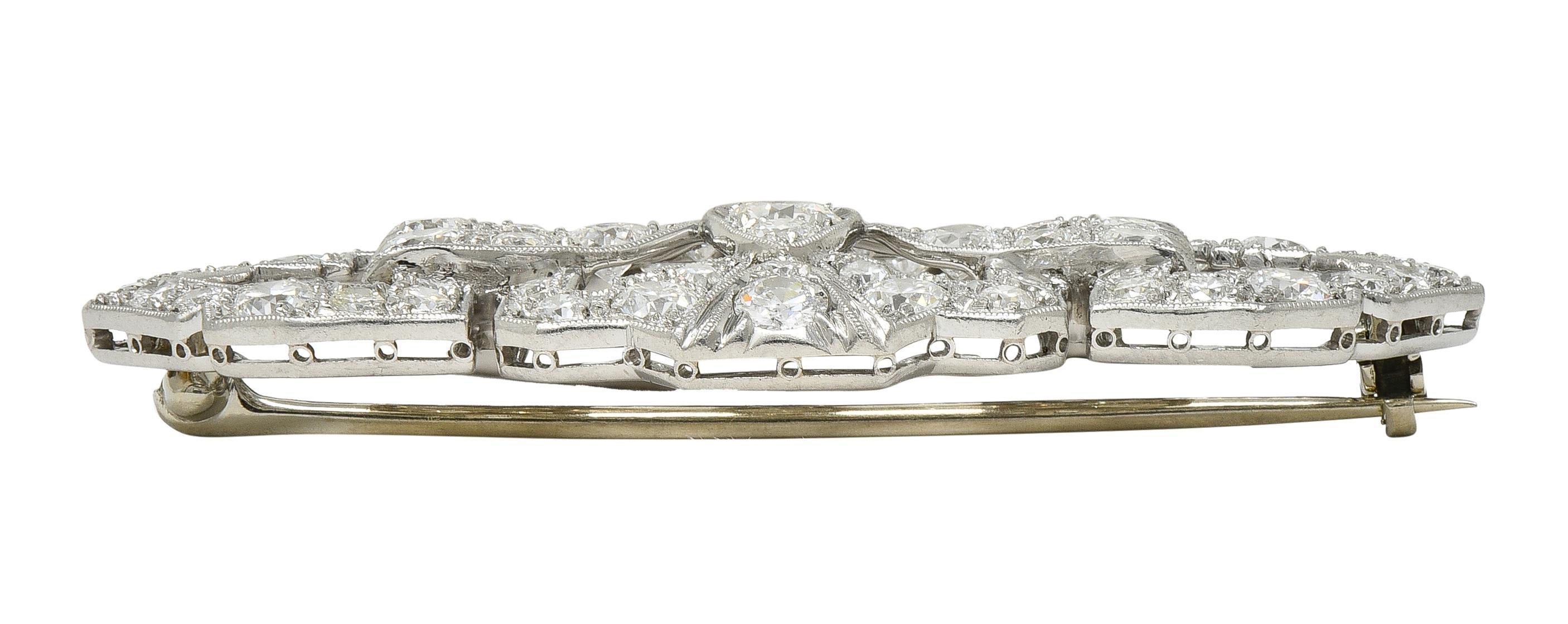 Maurice Tishman Art Deco 4,73 CTW Diamante Platino Vintage Spilla a Bar Geometrica in vendita 1