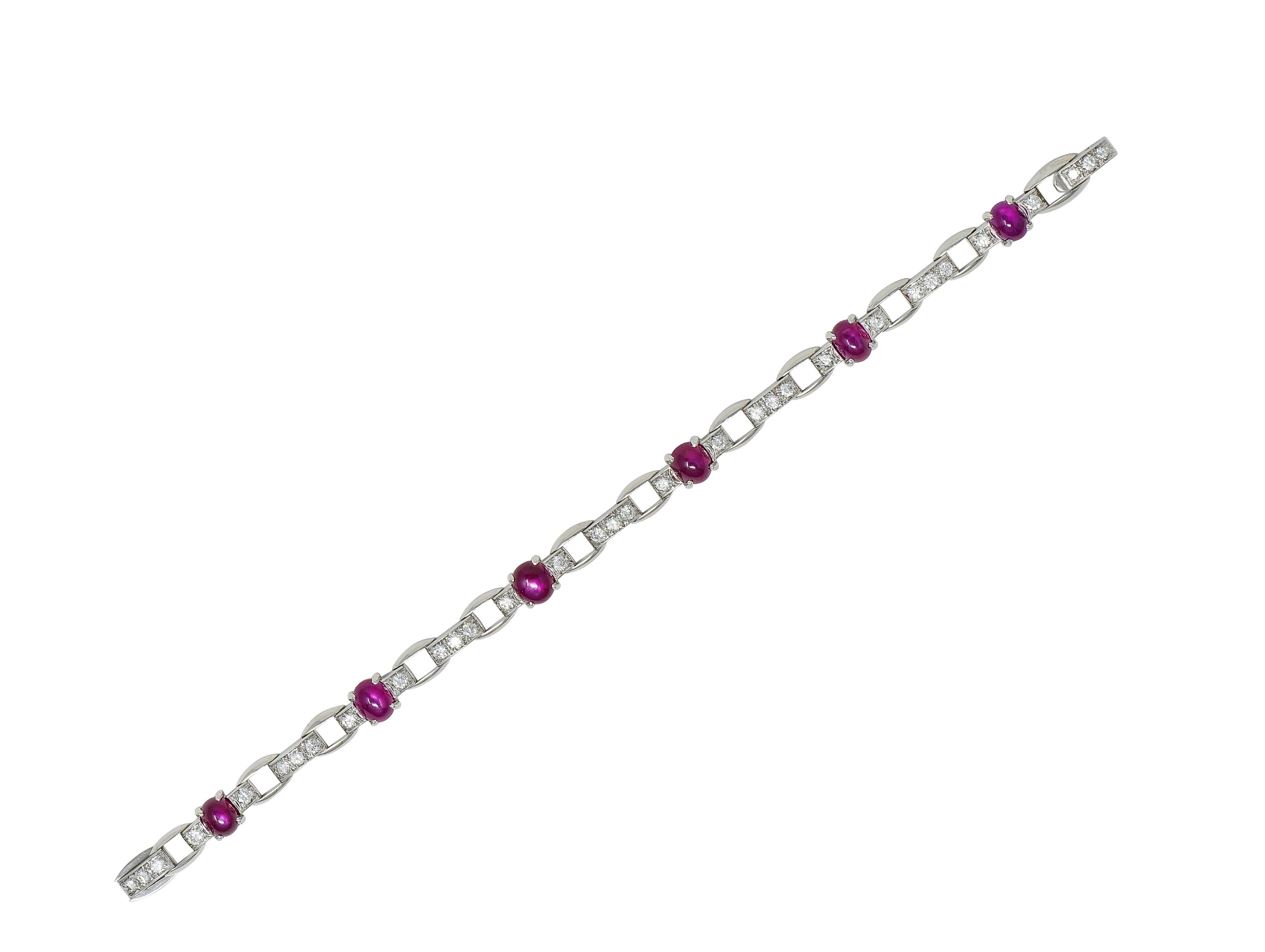 Art déco Maurice Tishman Art Deco 9.96 CTW Ruby Diamond Platinum Vintage Line Bracelet en vente