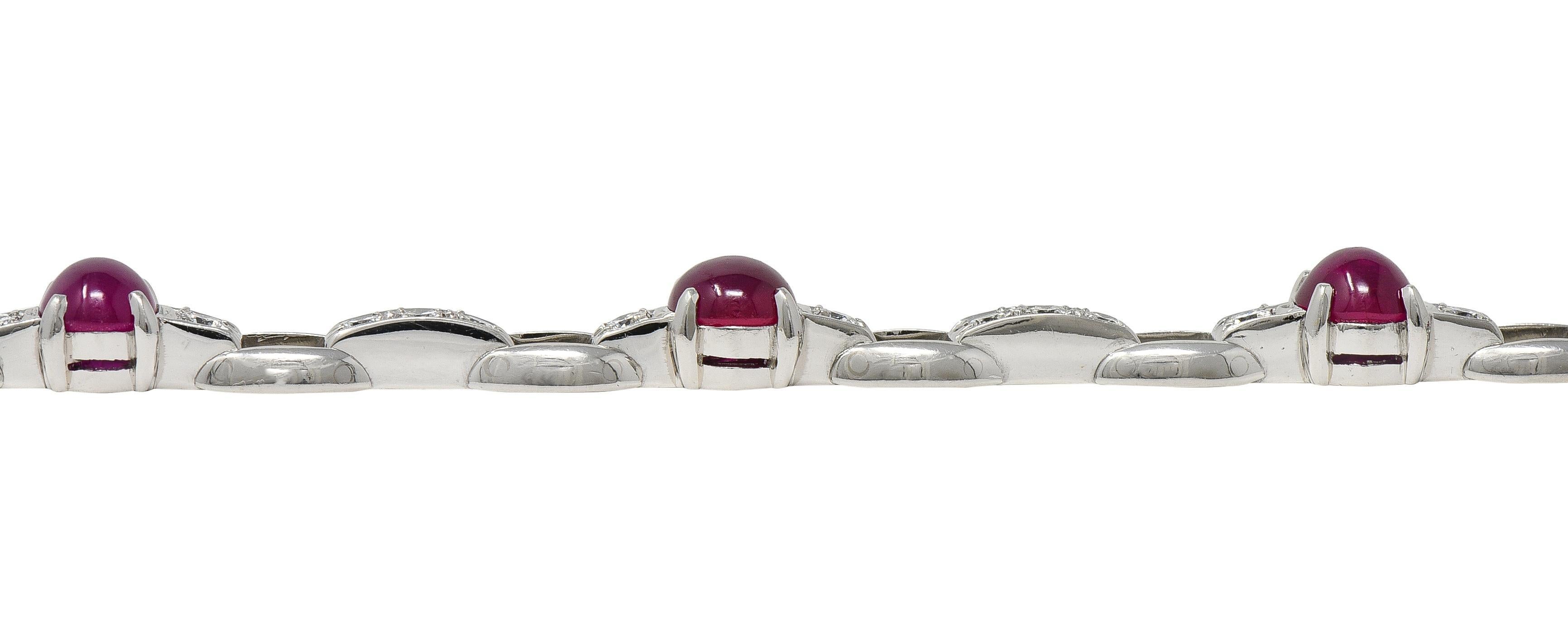 Maurice Tishman Art Deco 9.96 CTW Ruby Diamond Platinum Vintage Line Bracelet Unisexe en vente