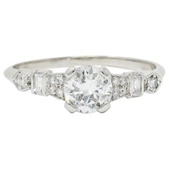 Maurice Tishman Retro 1.10 Carat Diamond Platinum Engagement Ring