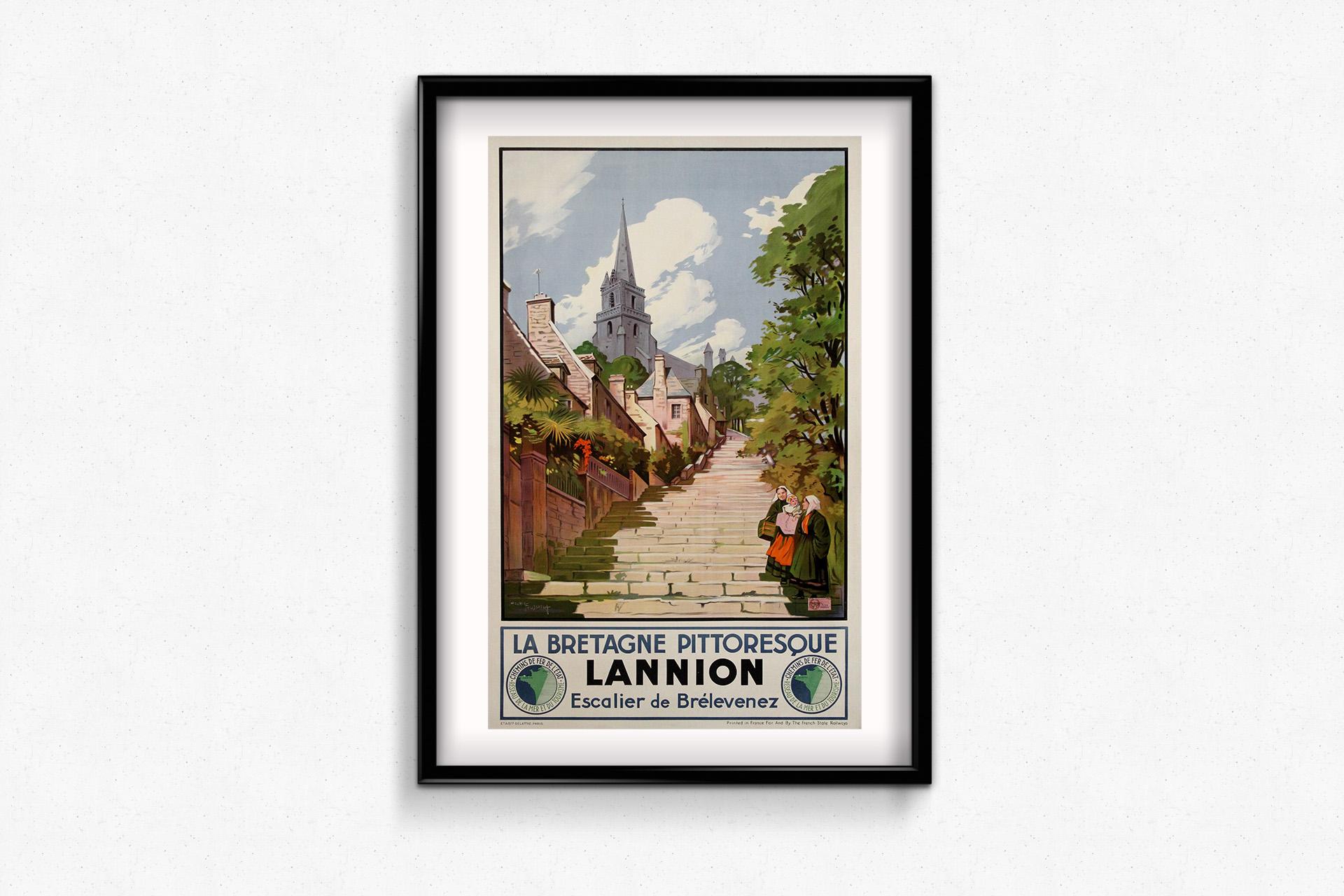 Poster di viaggio di Maurice Toussaint del 1930 - Lannion - Bretagna - Francia in vendita 3