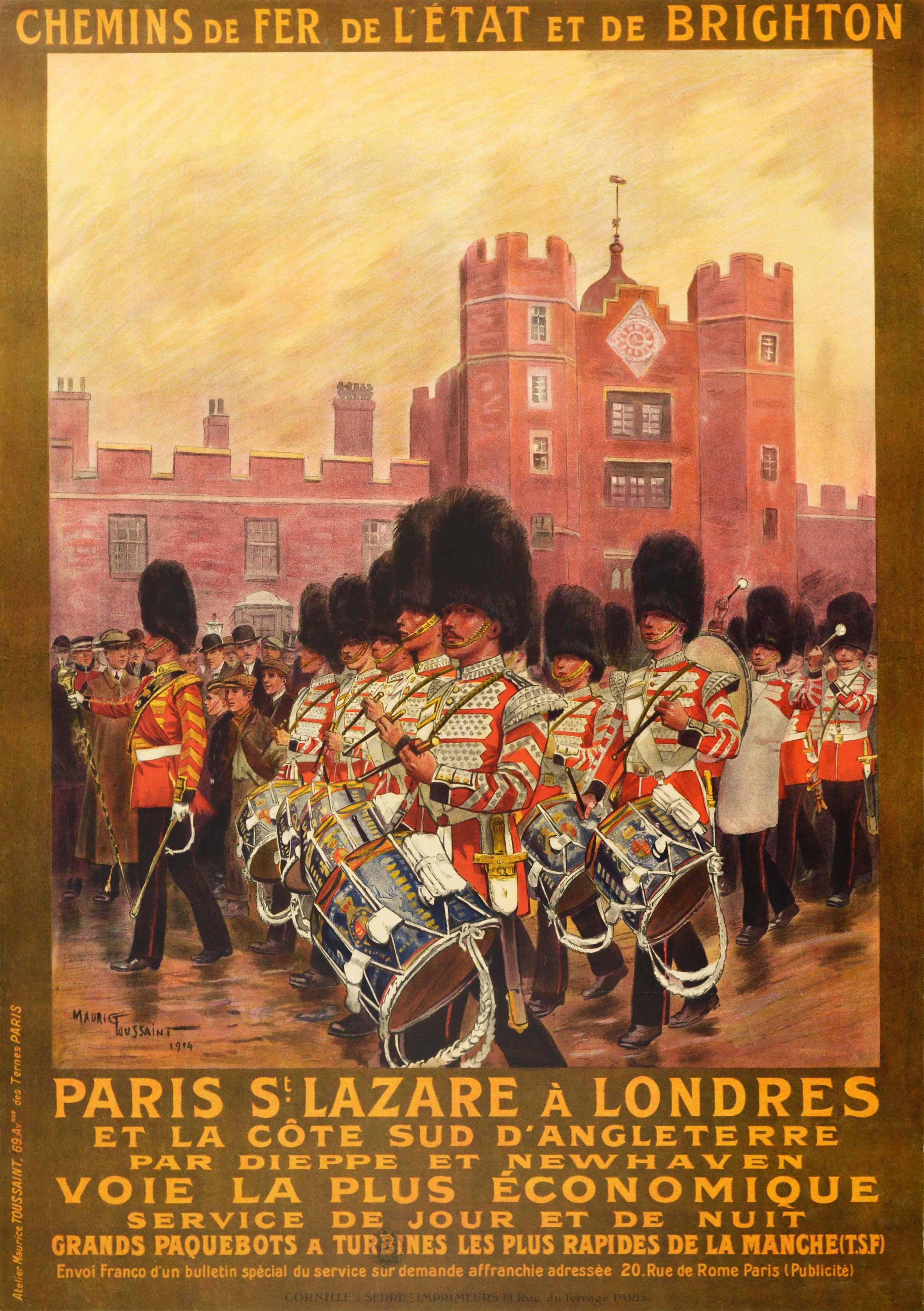 Maurice Toussaint Print - Original Antique Poster Paris St Lazare London French State And Brighton Railway