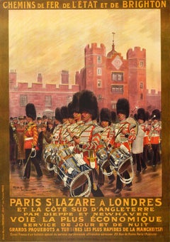 Original Antique Poster Paris St Lazare London French State And Brighton Railway