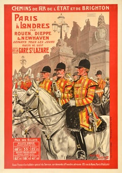 Original Antique Travel Poster Chemins De Fer De l'Etat Et De Brighton Toussaint
