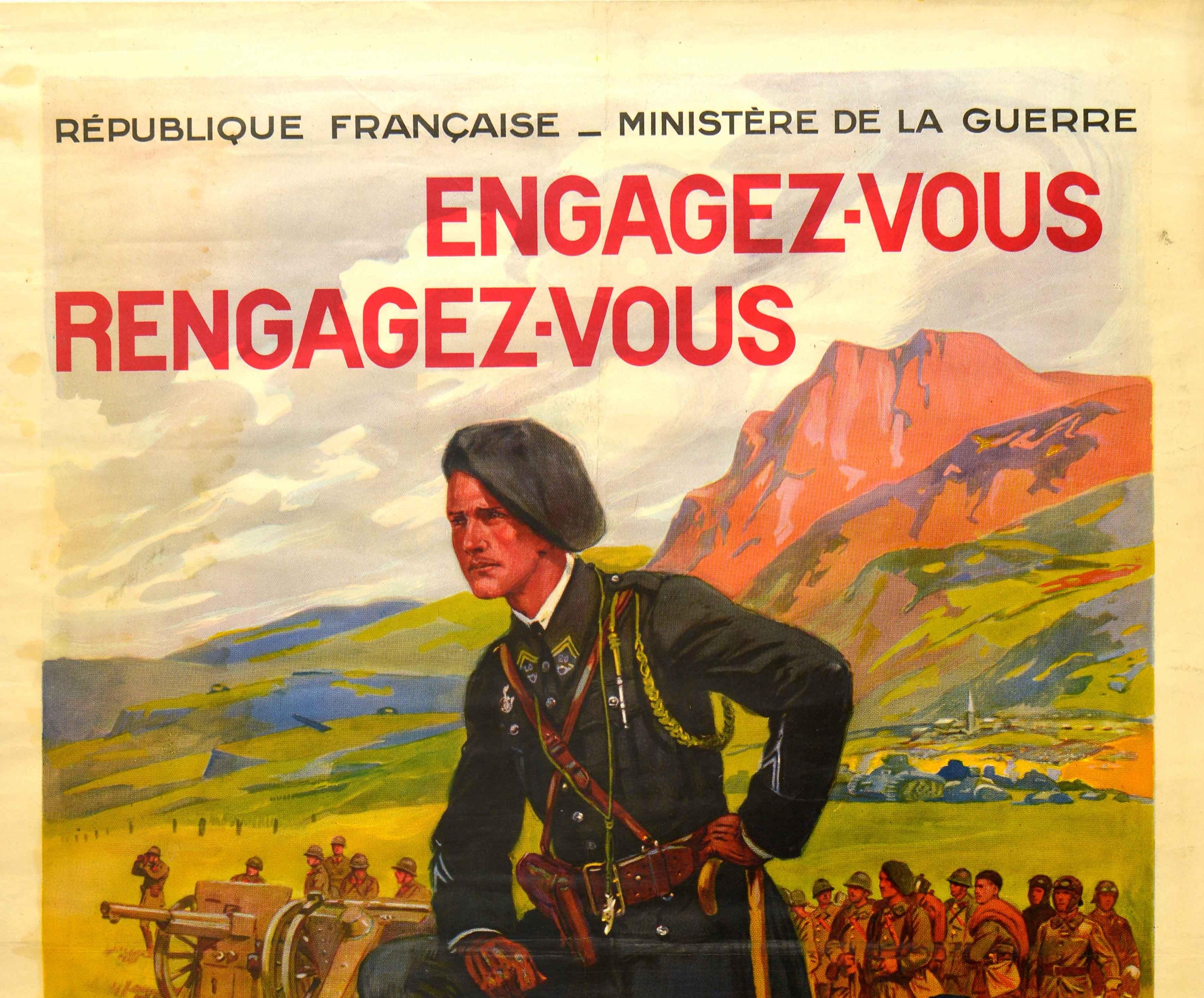 Französisches Militär-Rekrutierungsplakat, Vintage, Hose, Metropolitaines Army – Print von Maurice Toussaint