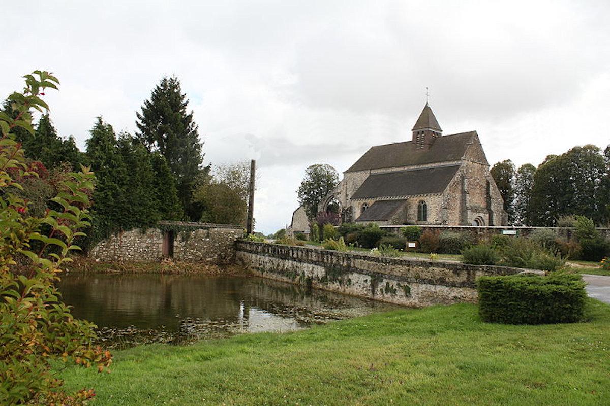 Damaged Church of Charleville After War - Original gouache on paper, Handsigned 8