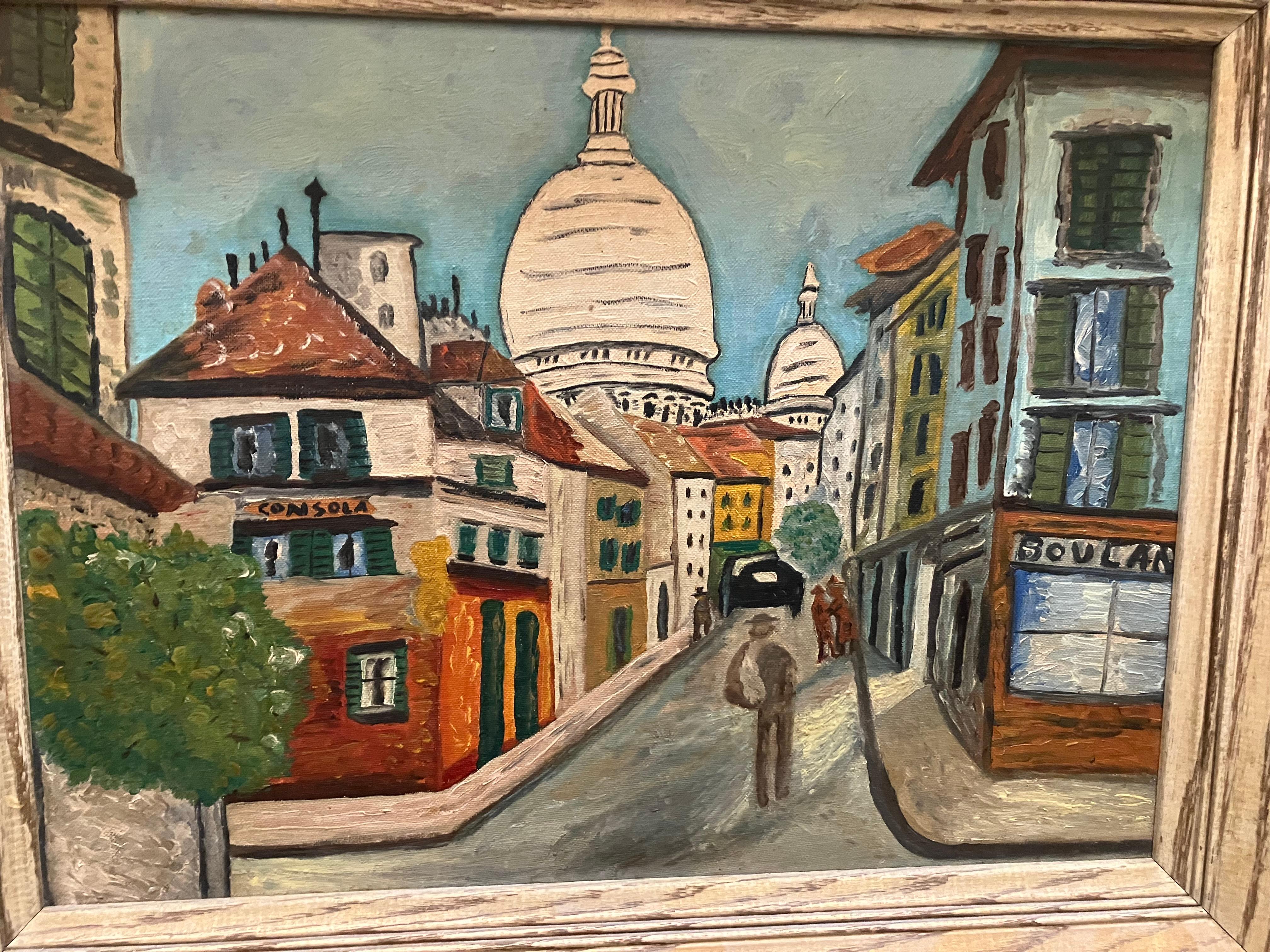 Montmarte School of Utrillo - Brown Landscape Painting by Maurice Utrillo