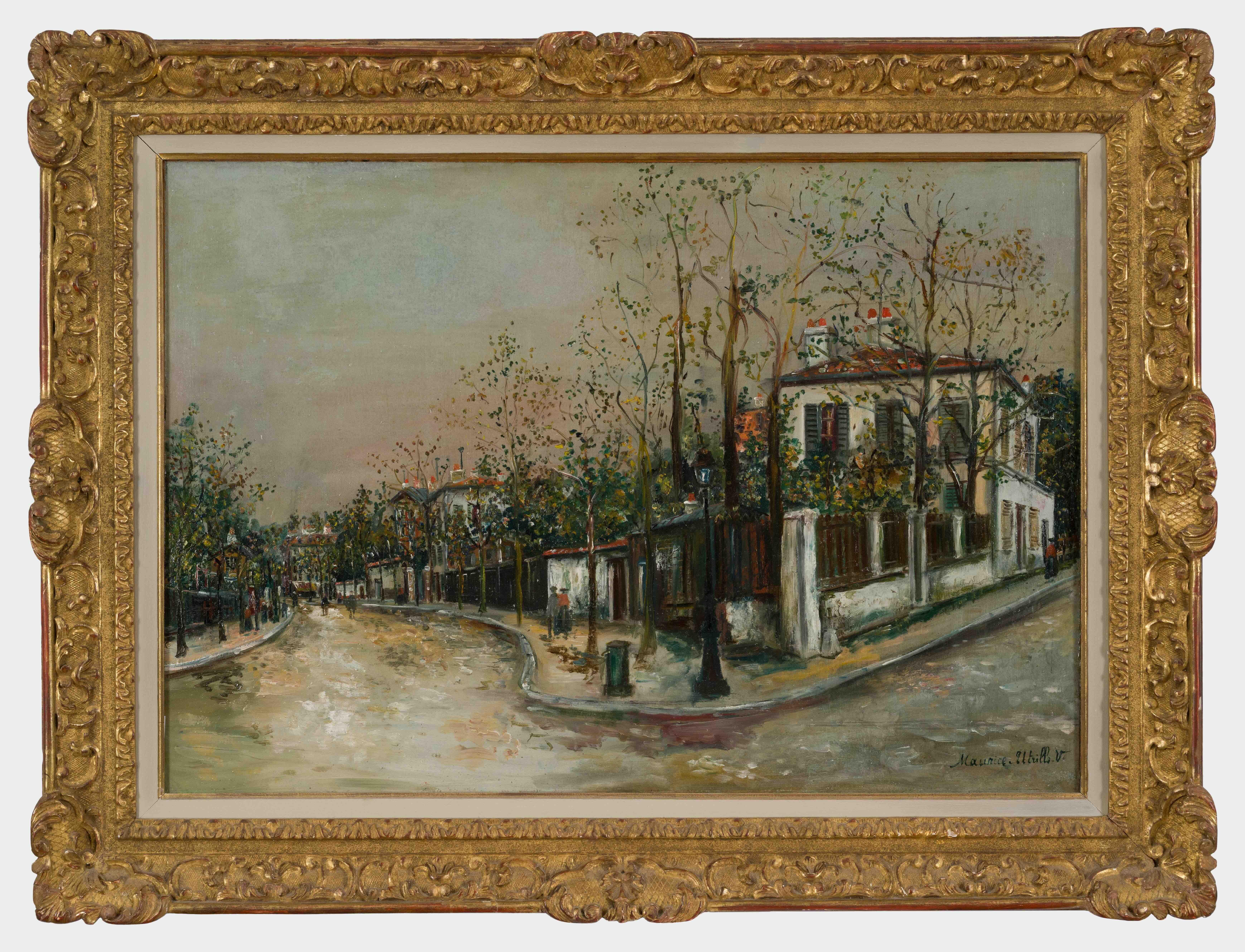 Rue à Sannois von Maurice Utrillo - Stadtszene, Ölgemälde, Impressionist im Angebot 1