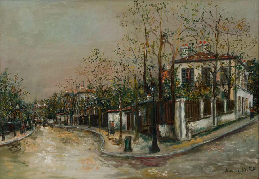 Rue à Sannois by Maurice Utrillo - City scene, Oil painting, Impressionist