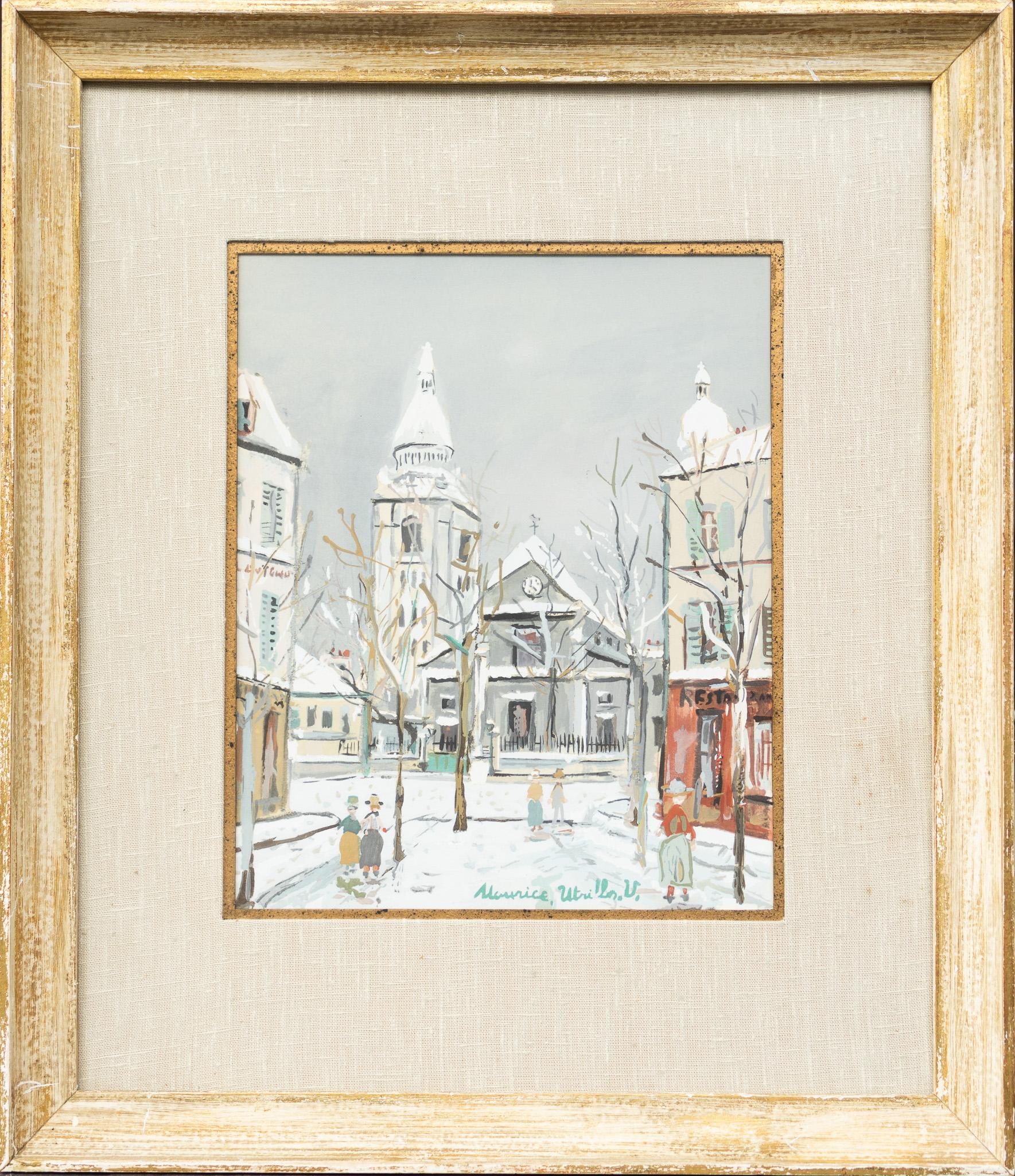 Snow Scene in Montmartre - Art by Maurice Utrillo