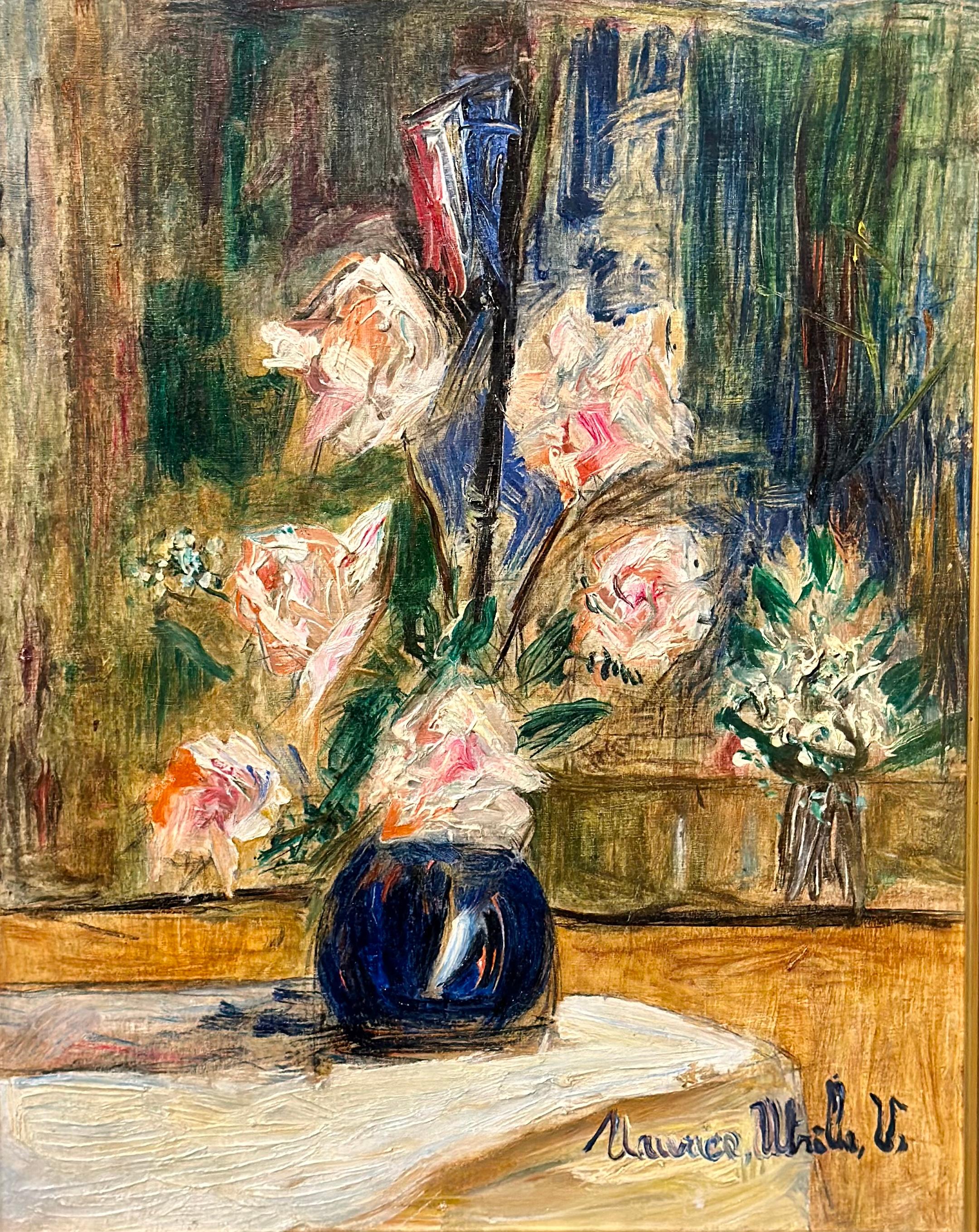 Vase de fleurs - Painting by Maurice Utrillo