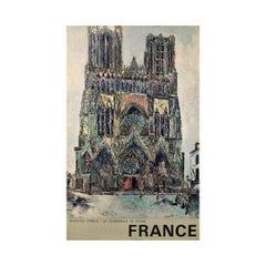 1961 original travel poster Maurice Utrillo – Cathédrale de Reims France