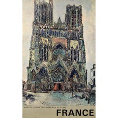 1961 original travel poster Maurice Utrillo – Cathédrale de Reims France