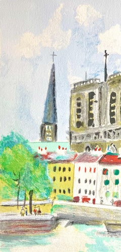 Maurice Utrillo, At Notre-Dame, The City, from Paris Capital, 1955