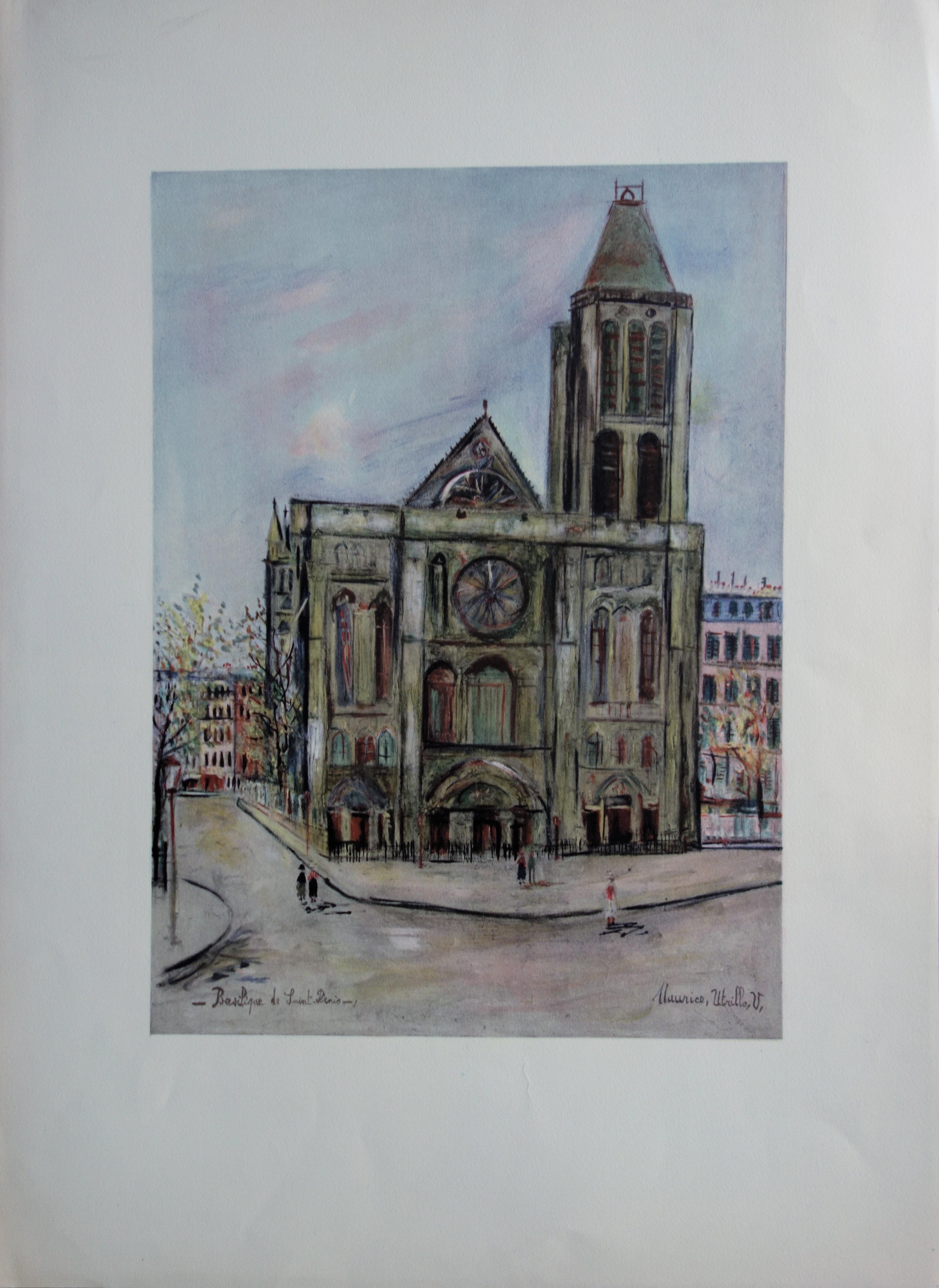 Maurice Utrillo Figurative Print - Basilica of Saint Denis - Original lithograph