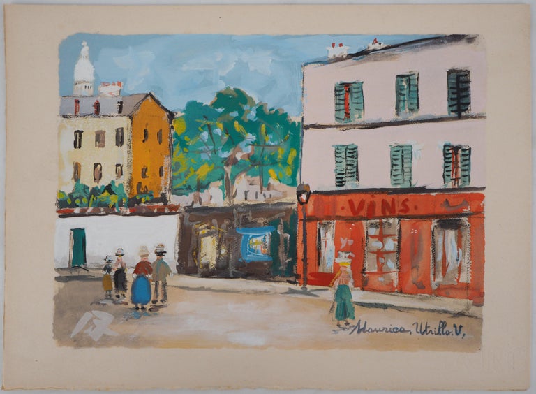 Cabaret in Montmartre - Original Lithograph - Print by Maurice Utrillo