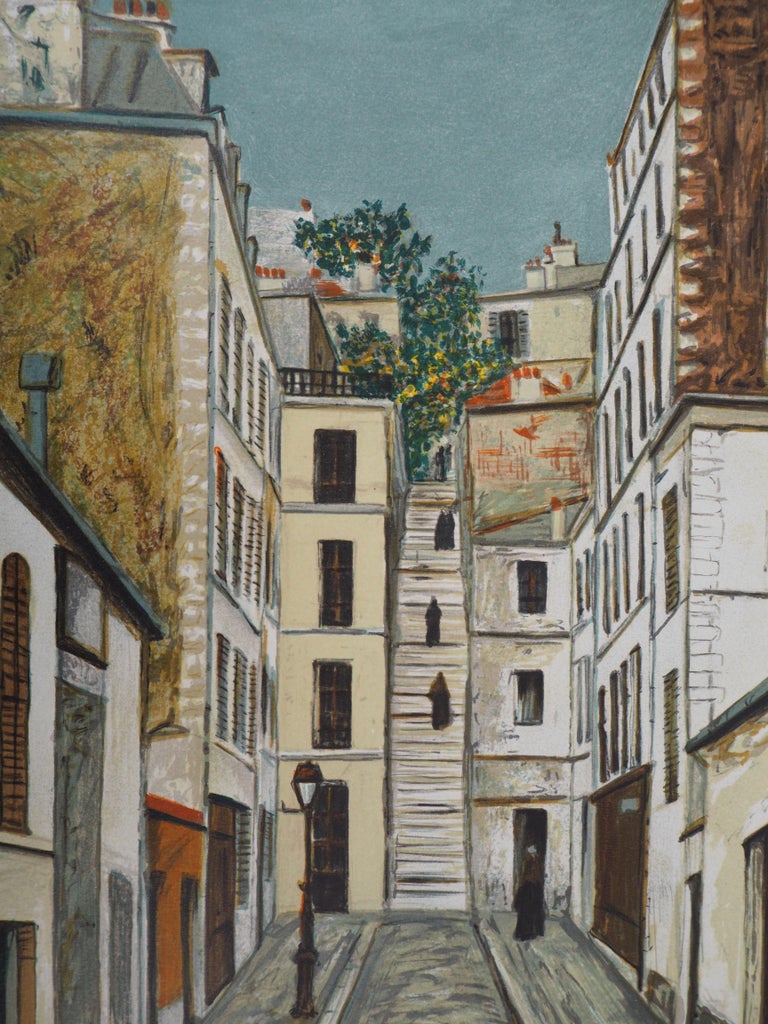 Montmartre : Cottin Alley in Paris - Lithograph - Modern Print by Maurice Utrillo