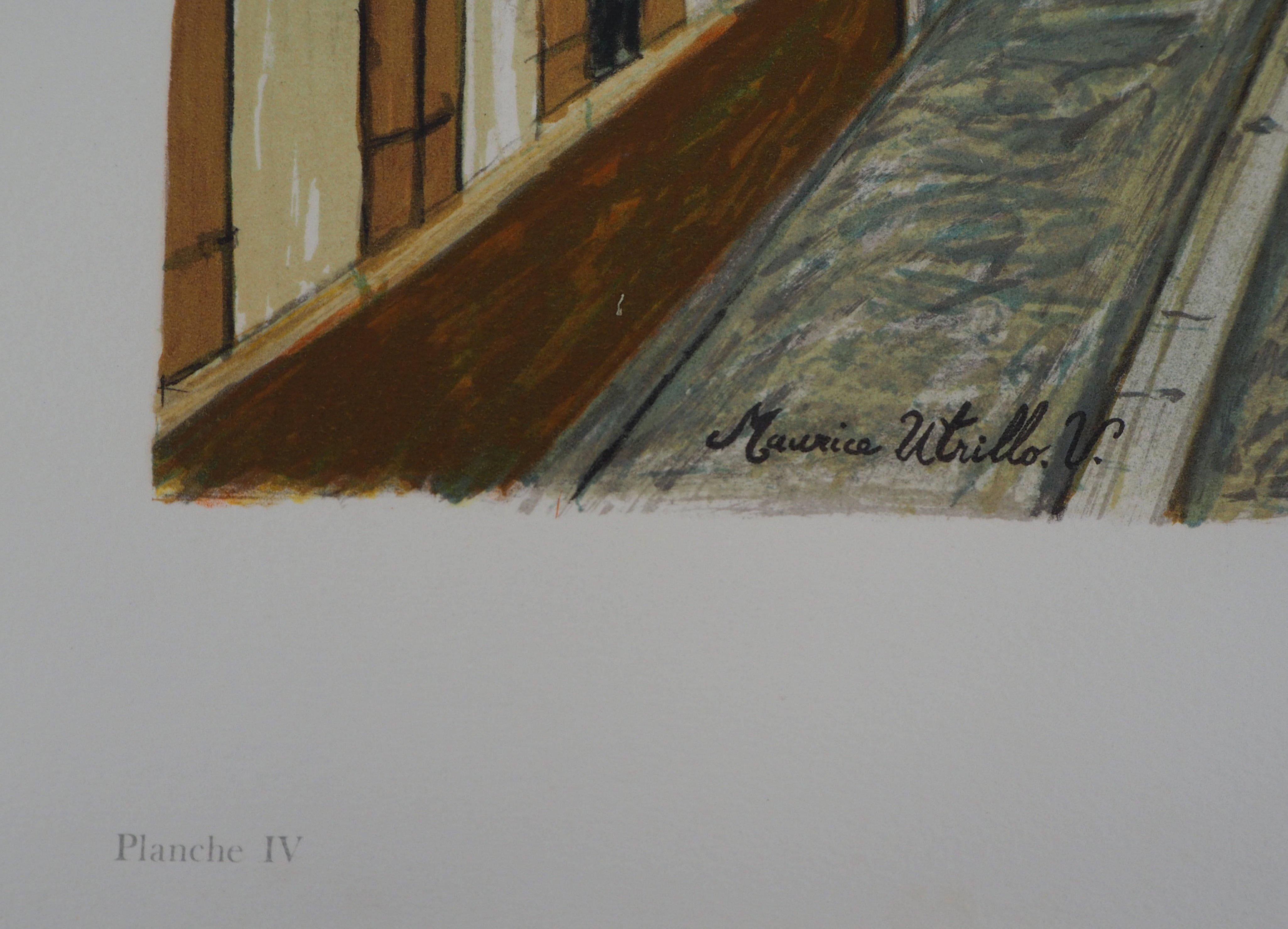 Montmartre : Vicolo Cottin a Parigi - Litografia - Landscape Print Grigio di Maurice Utrillo