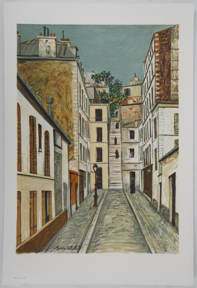 Maurice Utrillo Landscape Print - Montmartre : Cottin Alley in Paris - Lithograph