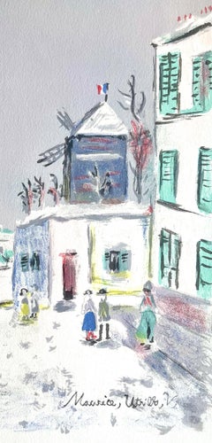 Maurice Utrillo, Montmartre, Moulin de la Galette, from Paris Capital, 1955