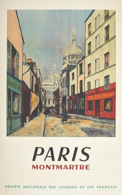 Original Vintage French Railway Travel Poster Paris Montmartre Utrillo SNCF