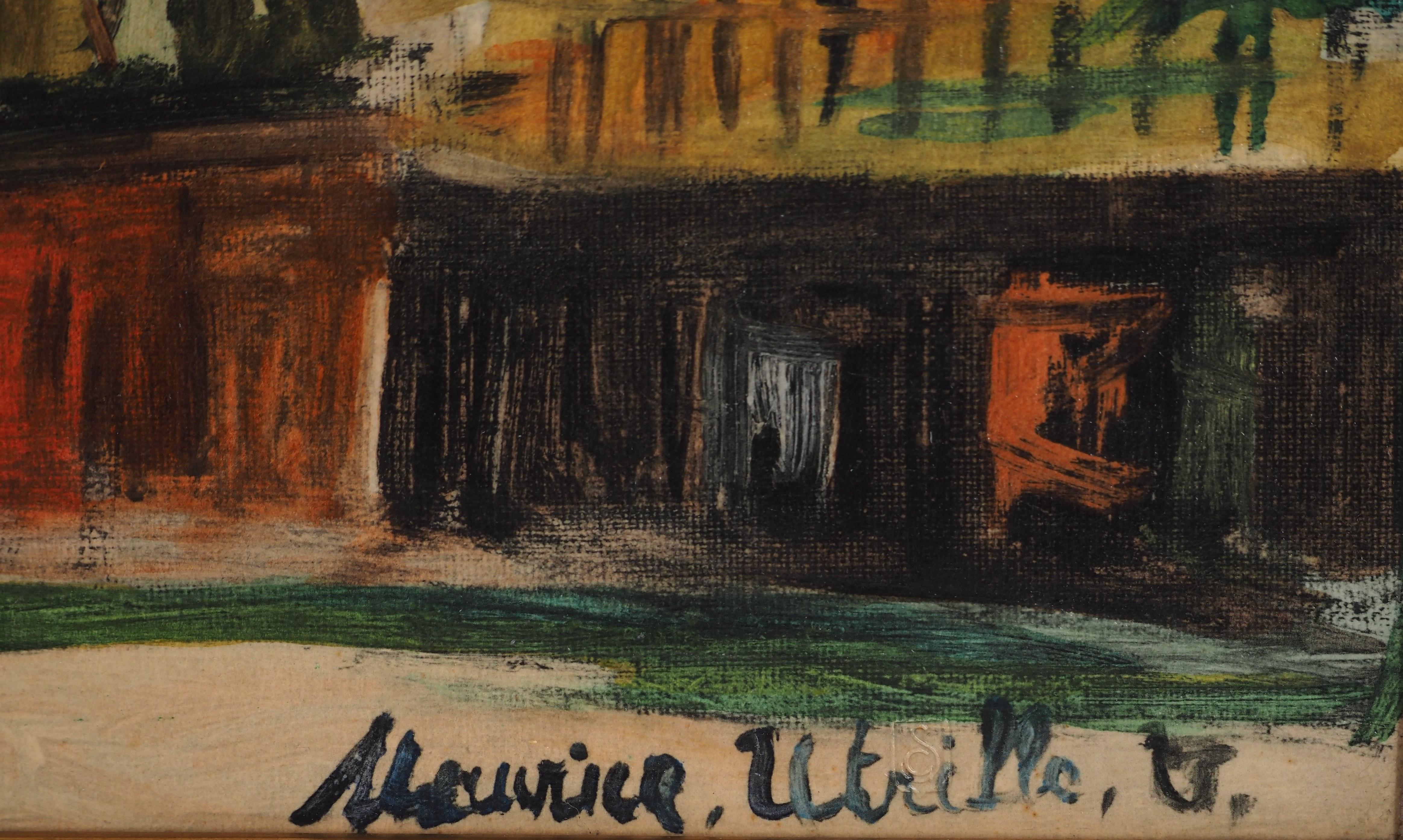 París, Montmartre : Moulin de la Galette (el Molino) - Litografía sobre lienzo - Print de Maurice Utrillo