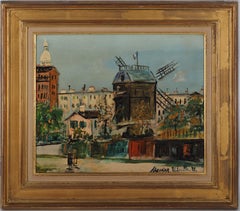 París, Montmartre : Moulin de la Galette (el Molino) - Litografía sobre lienzo