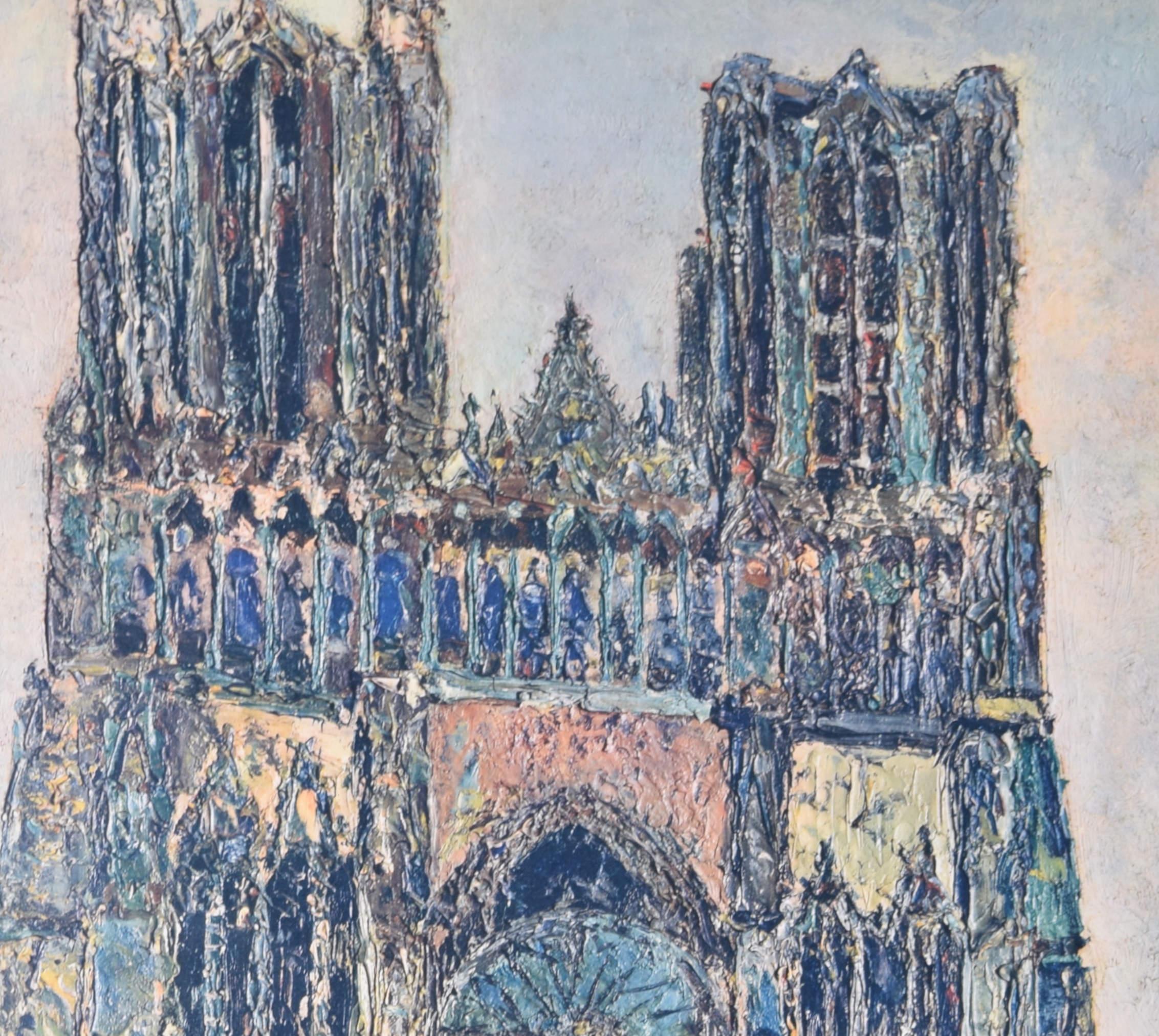 Reims Cathedral, France poster after Maurice Utrillo Post-Impressionism For Sale 3