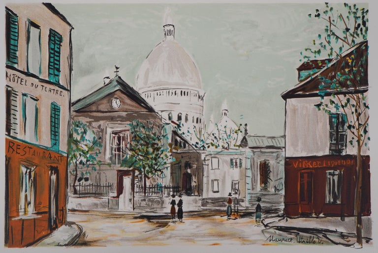 Sacré-Coeur Church of Montmartre - Lithograph - Print by Maurice Utrillo