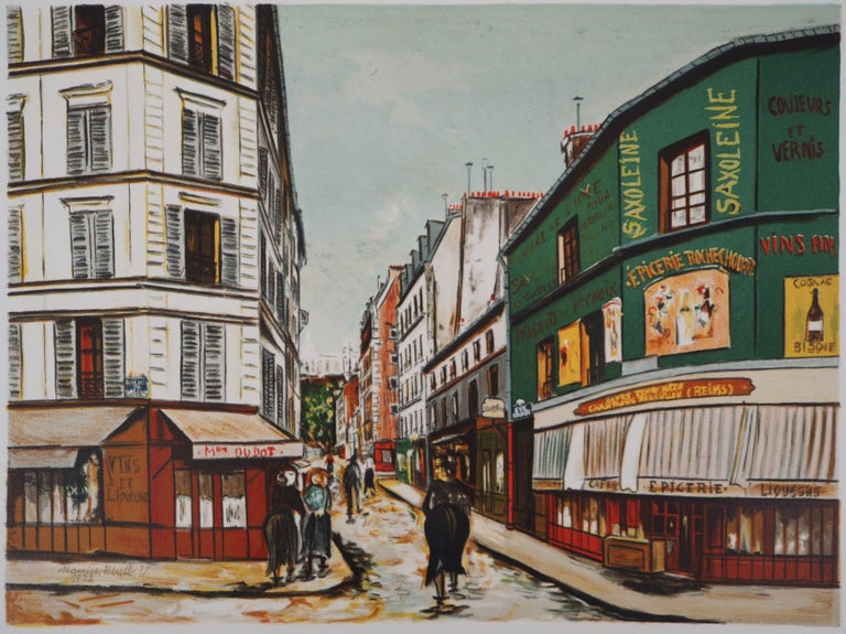 Seveste Street of Montmartre - Lithograph - Print by Maurice Utrillo