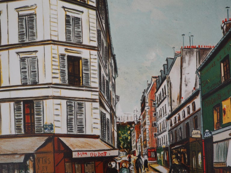 Seveste Street of Montmartre - Lithograph For Sale 1