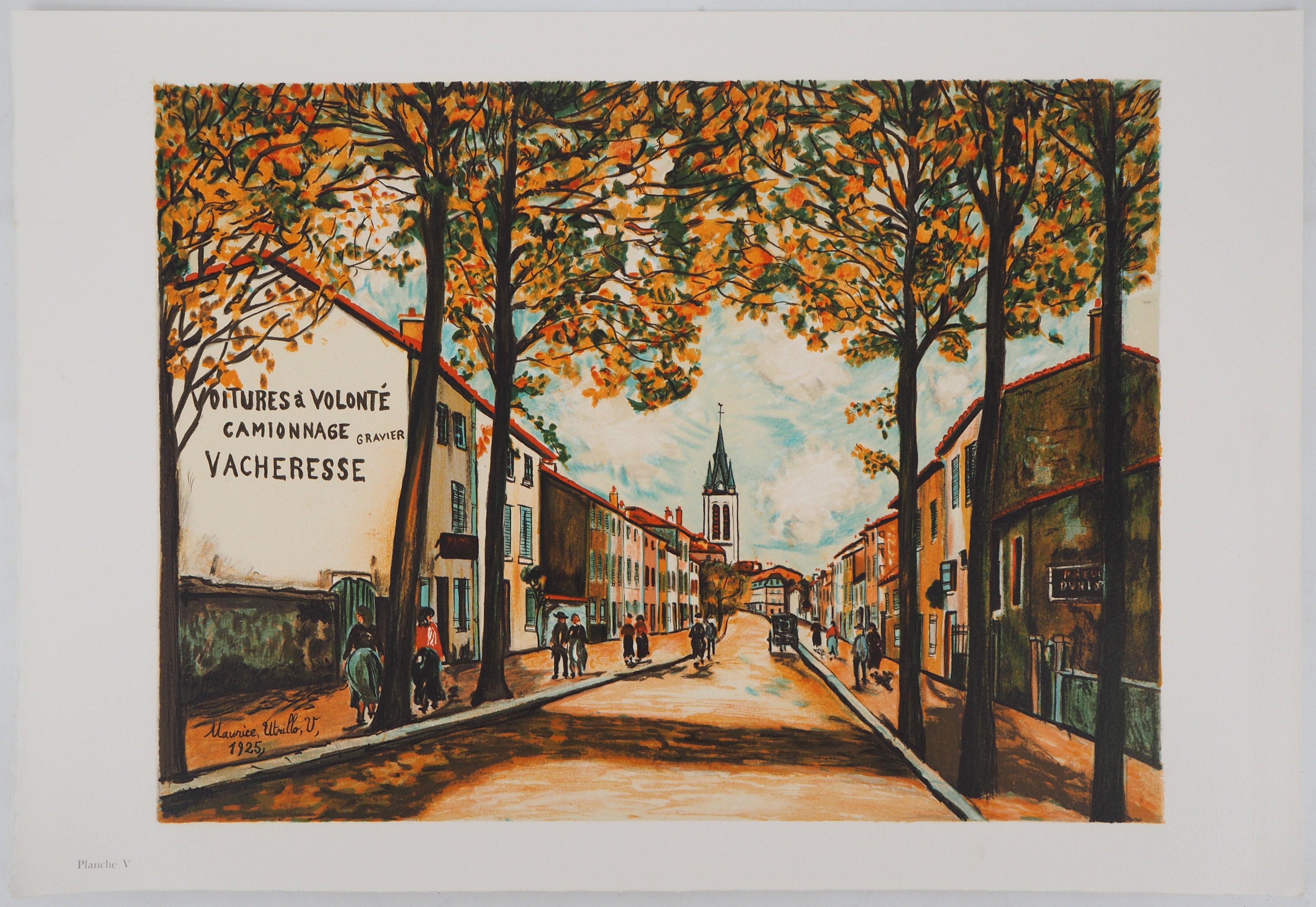 Landscape Print de Maurice Utrillo - La pequeña aldea - Litografía